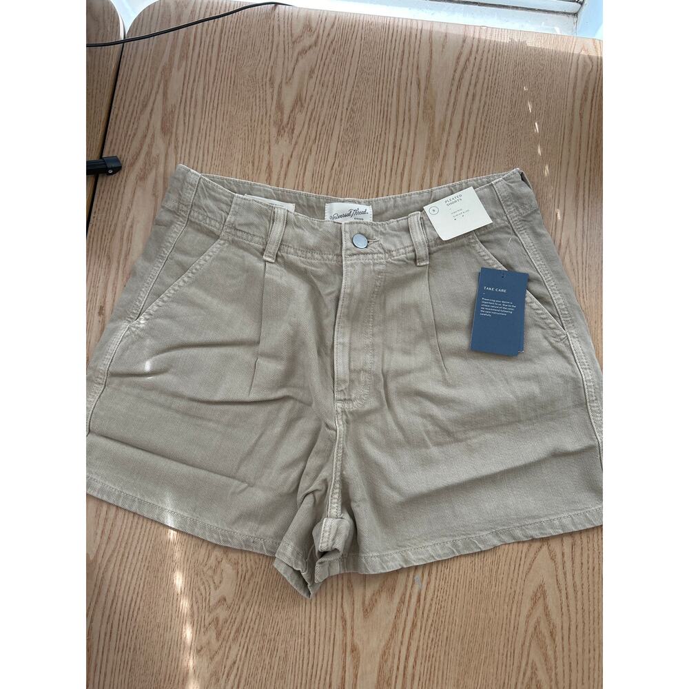 New Women’s Universal Thread Pleated Shorts High Rise Cotton Lyocell Size 8